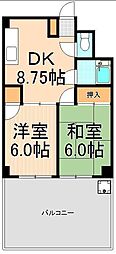 グランドール佐久間ビル 2LDKの間取図画像