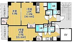 AXIS東浅草 1Kの間取図画像