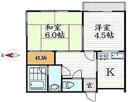 ロングハイツ 2DKの間取図画像