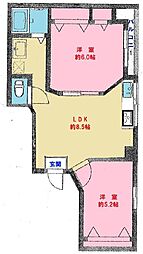 K2-COURTASAKUSA 2LDKの間取図画像