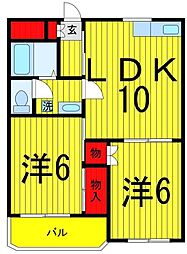 コーポ柳川 2LDKの間取図画像