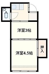 大内荘 2Kの間取図画像