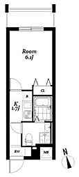 レジディア浅草吾妻橋 1Kの間取図画像