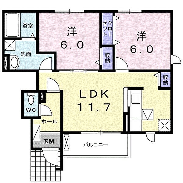 ベルヴィオラK 101｜愛媛県西条市船屋甲(賃貸アパート2LDK・1階・55.00㎡)の写真 その3