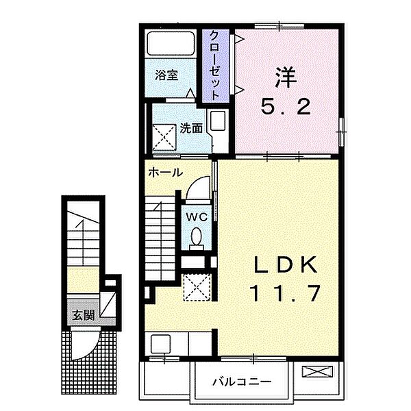 クルールB 205｜愛媛県西条市北条(賃貸アパート1LDK・2階・43.32㎡)の写真 その3