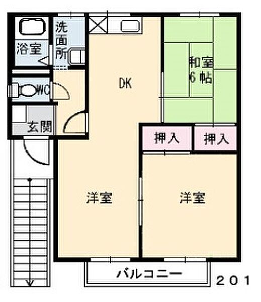 フレグランス横黒西 201｜愛媛県西条市朔日市(賃貸アパート2LDK・2階・54.81㎡)の写真 その3