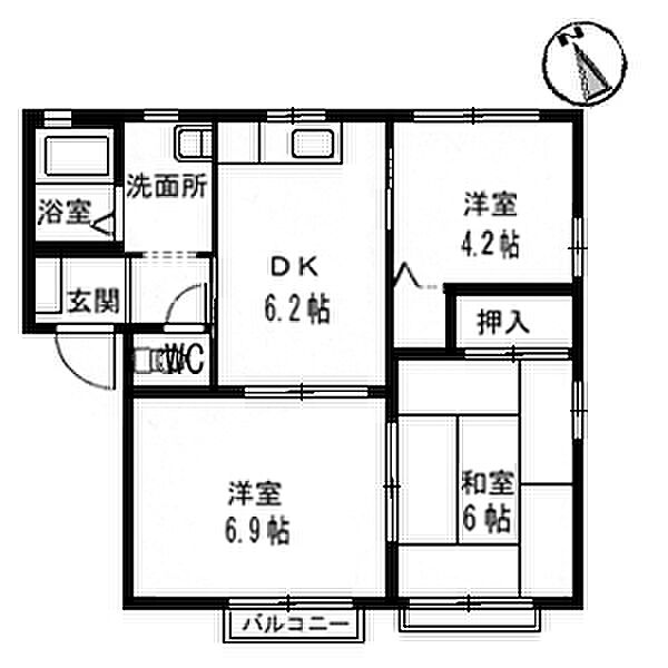 メゾン喜多川E棟 213｜愛媛県西条市喜多川(賃貸アパート3DK・2階・50.81㎡)の写真 その3