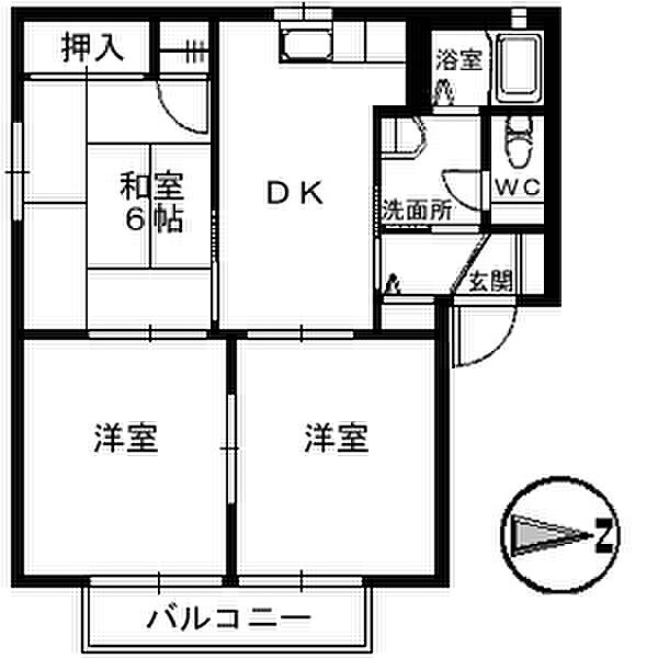 ハイムAD21B棟 205｜愛媛県今治市上徳(賃貸アパート3DK・2階・54.81㎡)の写真 その3