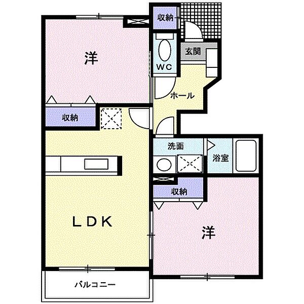 シャンドフルール 102｜愛媛県今治市立花町3丁目(賃貸アパート2LDK・1階・53.28㎡)の写真 その3