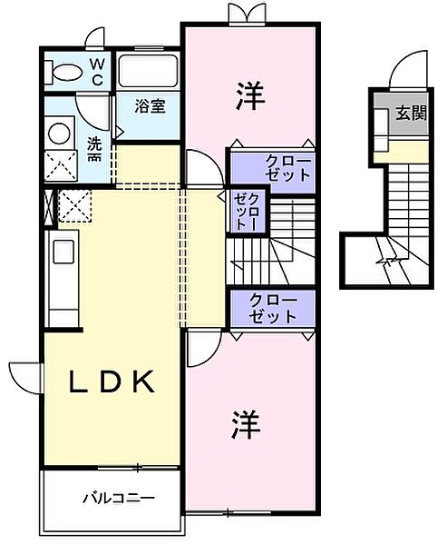 リアルクレストA 202｜愛媛県今治市別名(賃貸アパート2LDK・2階・51.67㎡)の写真 その3