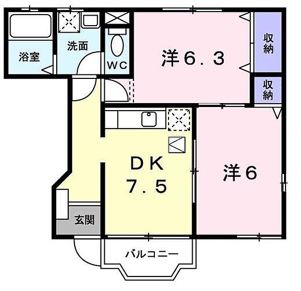 ブロードヒル 103｜愛媛県今治市別名(賃貸アパート2DK・1階・44.34㎡)の写真 その3