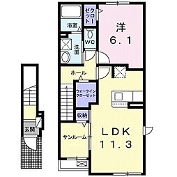 ルーベル北方2 1LDKの間取図画像