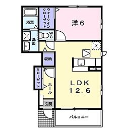 Villa・ModessaC 1LDKの間取図画像