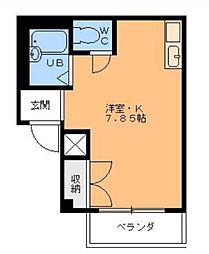 道後緑台ハイツ ワンルームの間取図画像