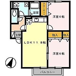 ウィル・ドミール 2LDKの間取図画像