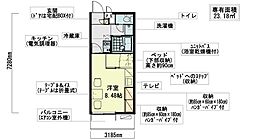 レオパレス森見公園 1Kの間取図画像
