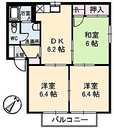 フォレスト北日吉C 3DKの間取図画像