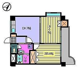 サザンコート6 2DKの間取図画像