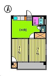 ひかりハイム 2DKの間取図画像