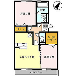 リバプル北高下A 2LDKの間取図画像
