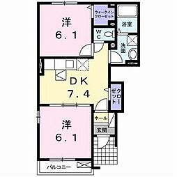 ミルト近見2 2DKの間取図画像