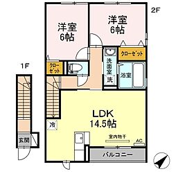 リバプル北高下B 2LDKの間取図画像