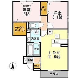 ヴィラージュB 2LDKの間取図画像