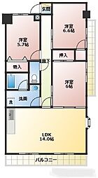 ヴィラ・クラマス 3LDKの間取図画像