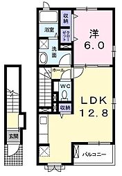 カーサ・セレーノA 1LDKの間取図画像