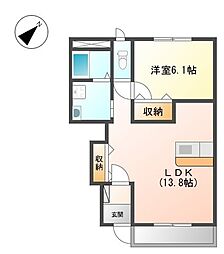 Luna2Sakurai 1LDKの間取図画像