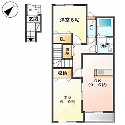 ボナフォルトゥーナ 2DKの間取図画像