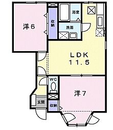 パステーク・古川C 2LDKの間取図画像