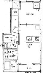ルミウス延喜 B棟 1LDKの間取図画像