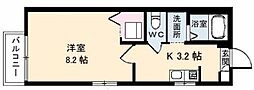 エターナル桜井 1Kの間取図画像