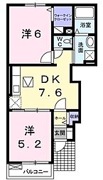 カルム・アルモニーKB 2DKの間取図画像