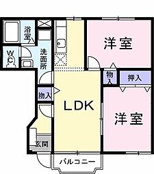 ヒルサイドコート 2LDKの間取図画像