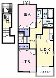 サニー・スマイル飯岡B棟 2LDKの間取図画像