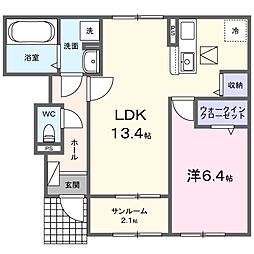 ヒナタ・アサヒノI 1LDKの間取図画像