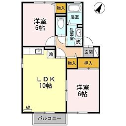 ヴィラフローラ2 2LDKの間取図画像