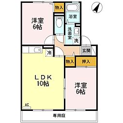 ヴィラフローラ2 2LDKの間取図画像