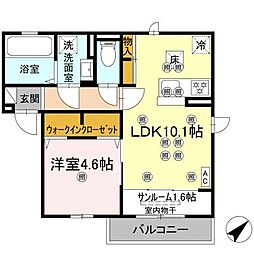 きよら 1LDKの間取図画像