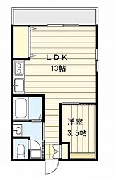 アイリスK 1LDKの間取図画像