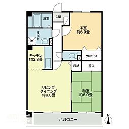 フィネス西条 2LDKの間取図画像
