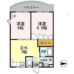グランディール小泉 2DKの間取図画像