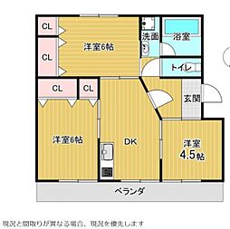 ジョイ・リーフわかくさ 3DKの間取図画像