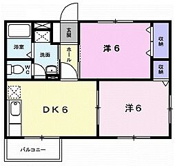 イースト・よしの 2DKの間取図画像