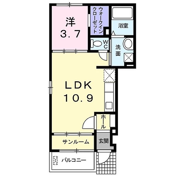 ティアモローザ 101｜愛媛県松山市高岡町(賃貸アパート1LDK・1階・37.93㎡)の写真 その3