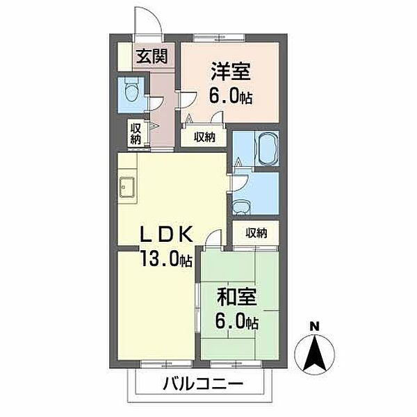 グランシード森 203｜愛媛県松山市西石井6丁目(賃貸アパート2LDK・2階・55.48㎡)の写真 その3