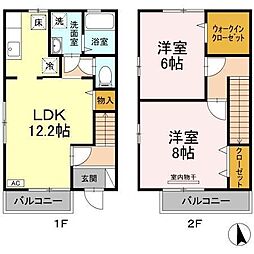 クレマンティーヌB 2LDKの間取図画像