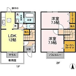 リヴェールシャトレA 2LDKの間取図画像